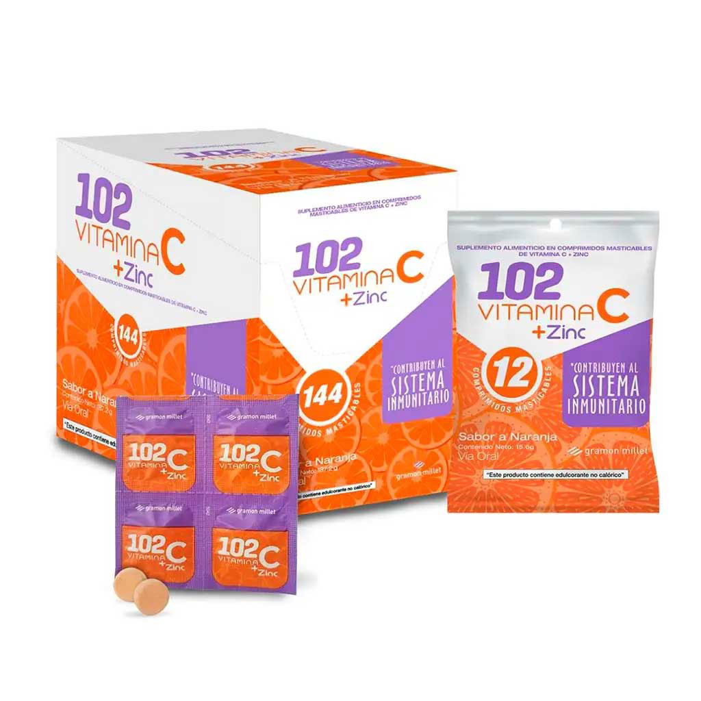 102 Vitamina C + Zinc - Sabor Naranja -Sobres x12