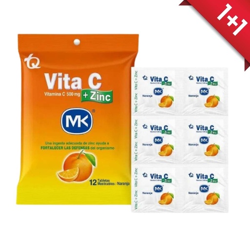 Vitamina C + Zinc Sabor Naranja Tabletas Masticables