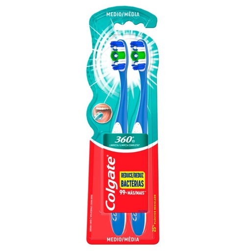 [7891024316207] COLGATE CEPILLO LIMPIEZA 360 SUAVE X2