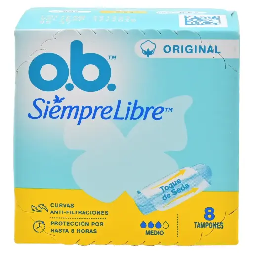 [7891010254773] TAMPONES OB-SIN APLICADOR MEDIO X 8